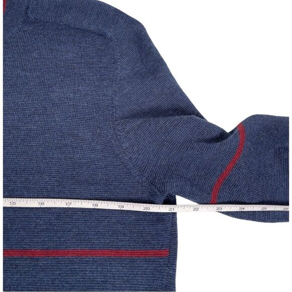 Horny Toad Men’s Size Medium Vector Navy Blue Red Merino Wool V-Neck Sweater - Picture 7 of 8